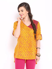 Anouk Women Yellow Printed Kurti