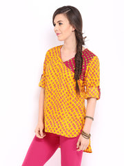 Anouk Women Yellow Printed Kurti