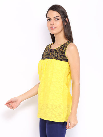 Anouk Women Yellow Printed Top