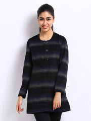 Arrow Woman Black &amp; Grey Striped Coat