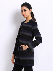 Arrow Woman Black &amp; Grey Striped Coat