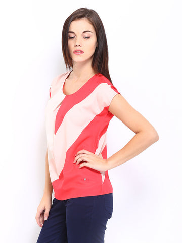 Arrow Woman Red &amp; Pink Printed Top