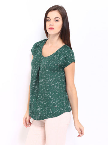 Arrow Woman Green Polka Dot Print Top