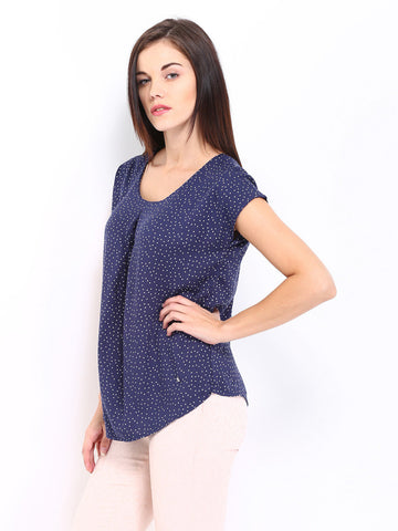 Arrow Woman Navy Polka Dot Print Top