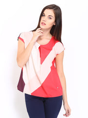 Arrow Woman Red &amp; Pink Printed Top