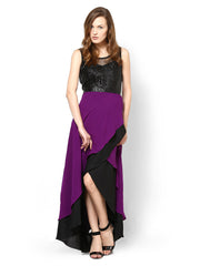 Athena Purple &amp; Black Maxi Dress