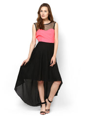 Athena Pink &amp; Black High-Low Dress