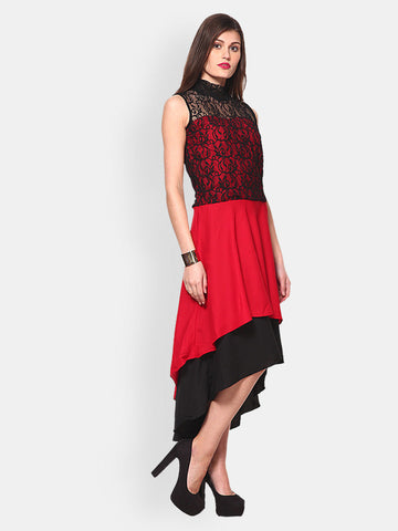 Athena Red &amp; Black Hi-Low Dress
