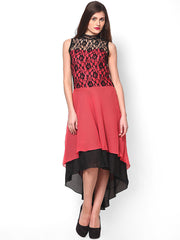 Athena Black &amp; Peach Coloured High Low Dress
