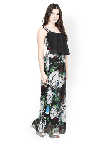 Athena Black Printed Maxi Dress
