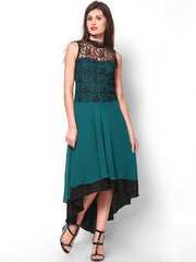 Athena Teal Green &amp; Black High Low Dress