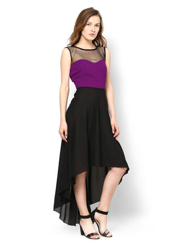 Athena Purple &amp; Black High-Low Dress