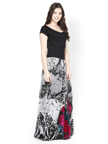 Athena Black &amp; Grey Printed Maxi Dress