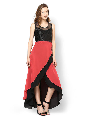 Athena Red &amp; Black Maxi Dress