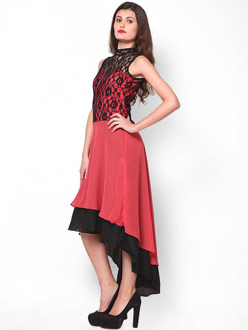 Athena Black &amp; Peach Coloured High Low Dress