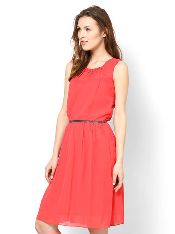 Athena Peach Coloured Fit &amp; Flare Dress