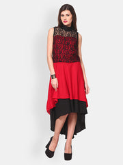 Athena Red &amp; Black Hi-Low Dress