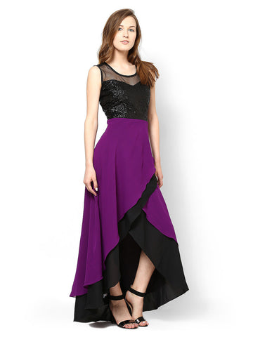 Athena Purple &amp; Black Maxi Dress