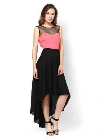 Athena Pink &amp; Black High-Low Dress
