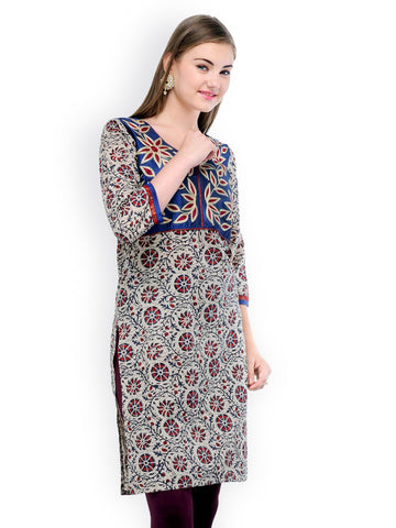 Aujjessa Women Cream Coloured Printed Kurta