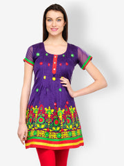 Aujjessa Women Purple Embroidered Kurta
