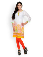 Aujjessa Women White Printed Kurta