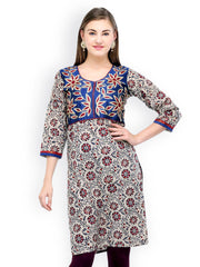 Aujjessa Women Cream Coloured Printed Kurta