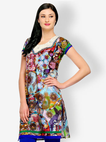 Aujjessa Women Multi Colour Printed Kurta