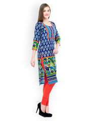 Aujjessa Women Blue Printed Kurta