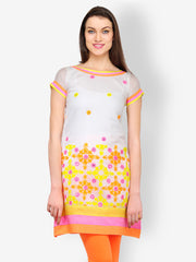 Aujjessa Women Off-White Embroidered Kurta
