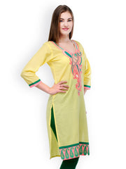 Aujjessa Women Yellow Embroidered Kurta
