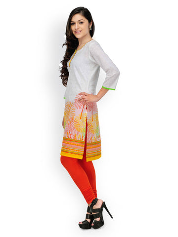 Aujjessa Women White Printed Kurta