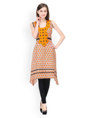Aujjessa Women Orange Printed Kurta