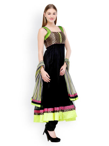 Aujjessa Women Black Net Anarkali Salwar Suit