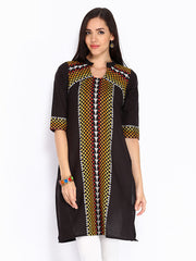 Aurelia Women Black Dobby Kurta