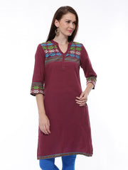 Aurelia Women Burgundy Kurta