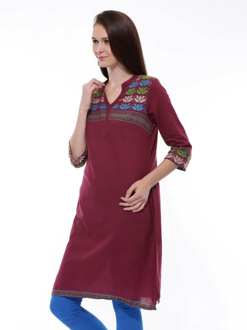 Aurelia Women Burgundy Kurta