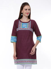 Aurelia Women Burgundy Printed Kurta