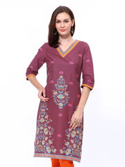 Aurelia Women Burgundy Printed Kurta