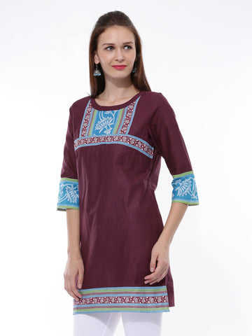 Aurelia Women Burgundy Printed Kurta