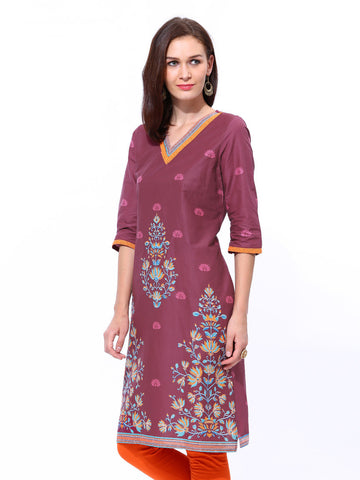 Aurelia Women Burgundy Printed Kurta