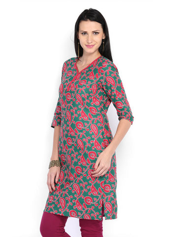 Aurelia Women Green Printed Kurta