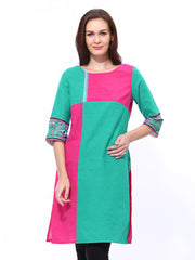Aurelia Women Green &amp; Pink Kurta