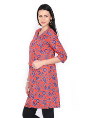 Aurelia Women Orange &amp; Purple Printed Kurta