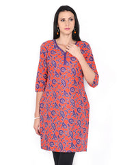Aurelia Women Orange &amp; Purple Printed Kurta