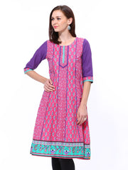 Aurelia Women Pink Printed Anarkali Kurta