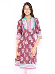 Aurelia Women Dark Pink Printed Kurta