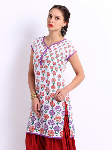 Aurelia Women White Printed Kurta