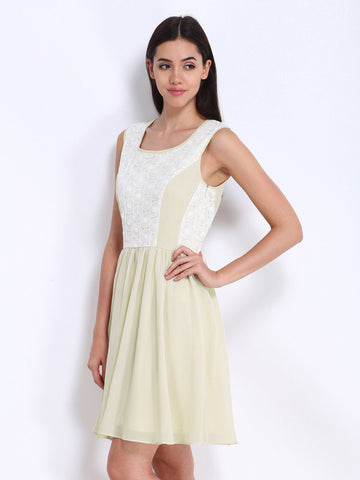 Avirate Beige Fit &amp; Flare Dress