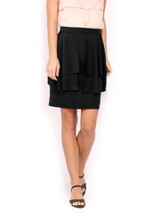 Avirate Black Layered Pencil Skirt